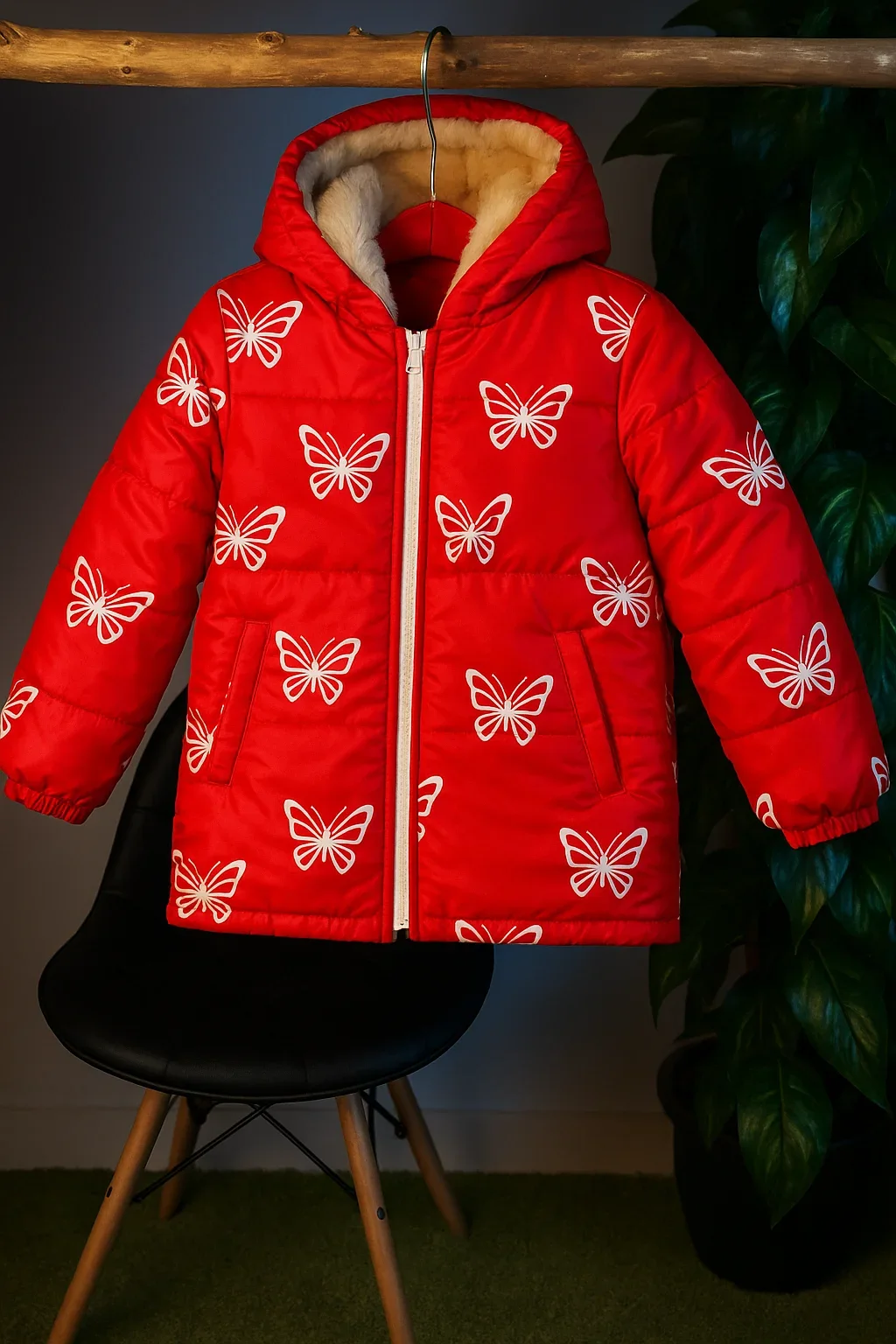 جاكت وتر بروف الفراشة احمر  كود 5007