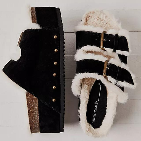 Sandales en sherpa avec semelle à plateforme