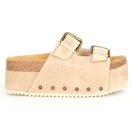 Rule Breaker Flatform Sandals Beige