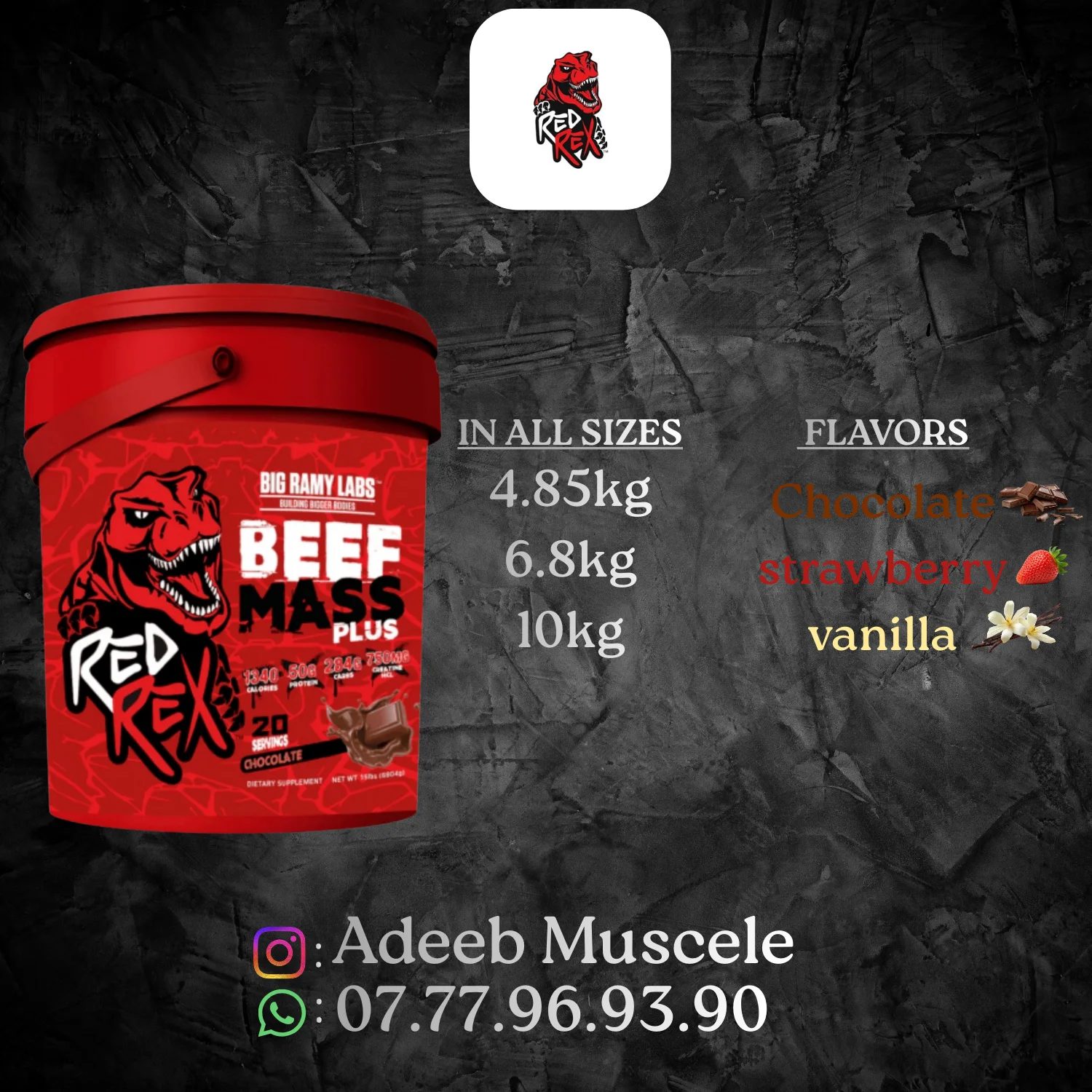 Red Rex Beef Mass de Big Ramy Labs In all sizes