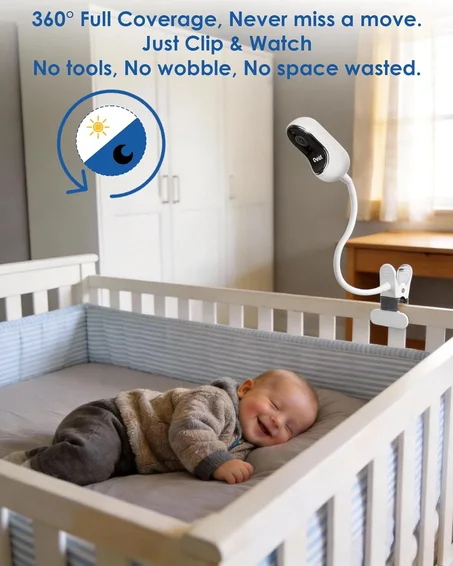 حامل كاميرا مراقبة الأطفال مرن بمشبك قوي - تركيب بدون أدوات