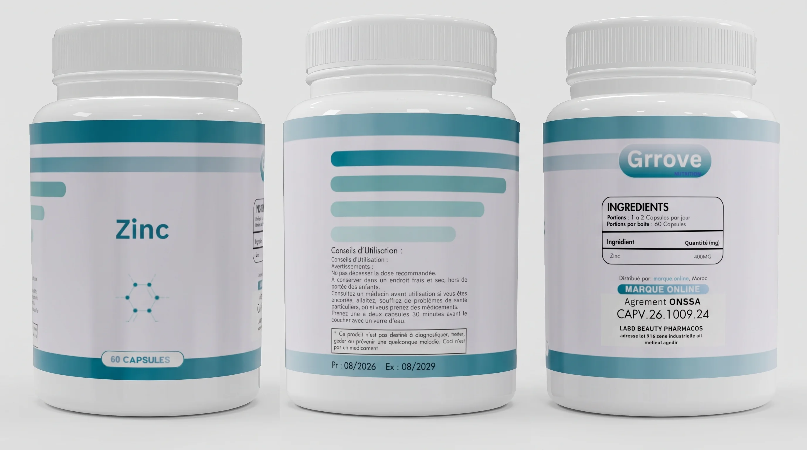 Pack : Zinc + Vitamin C + Magnesium Glycinate
