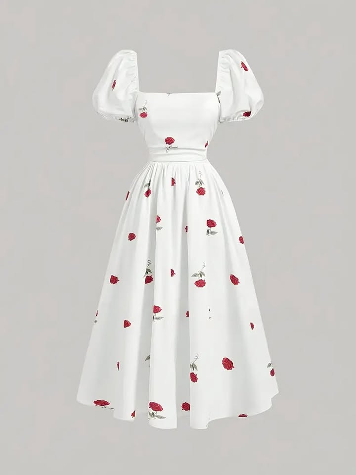 Robe Élégante à Col Carré pour Femmes