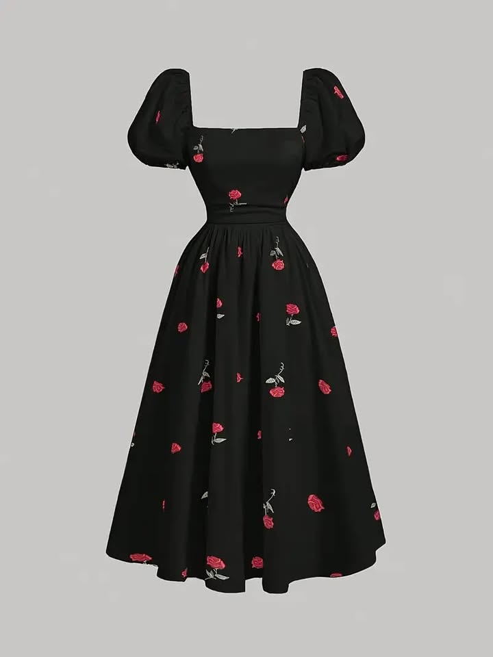 Robe Élégante à Col Carré pour Femmes
