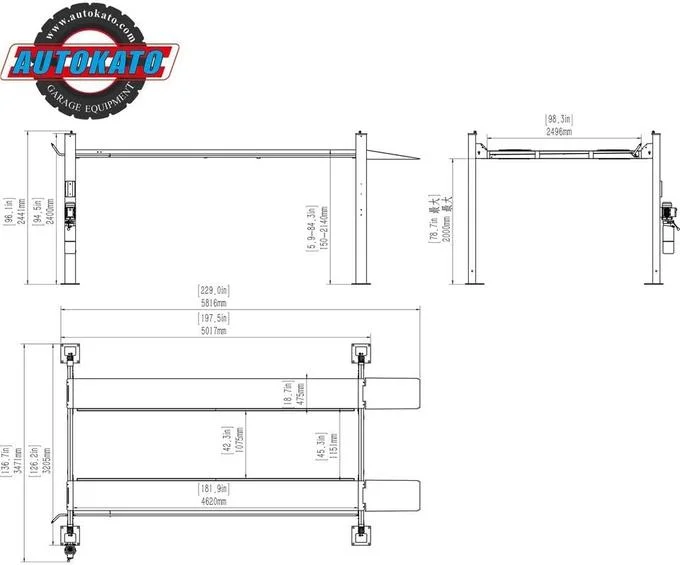 KATOOL 3.0HP 11000Lbs Lifting Height 84 Inch 4 Post Lift 110v Four Post Parking Lift 4-Post Auto Lift Garage Lift Storage