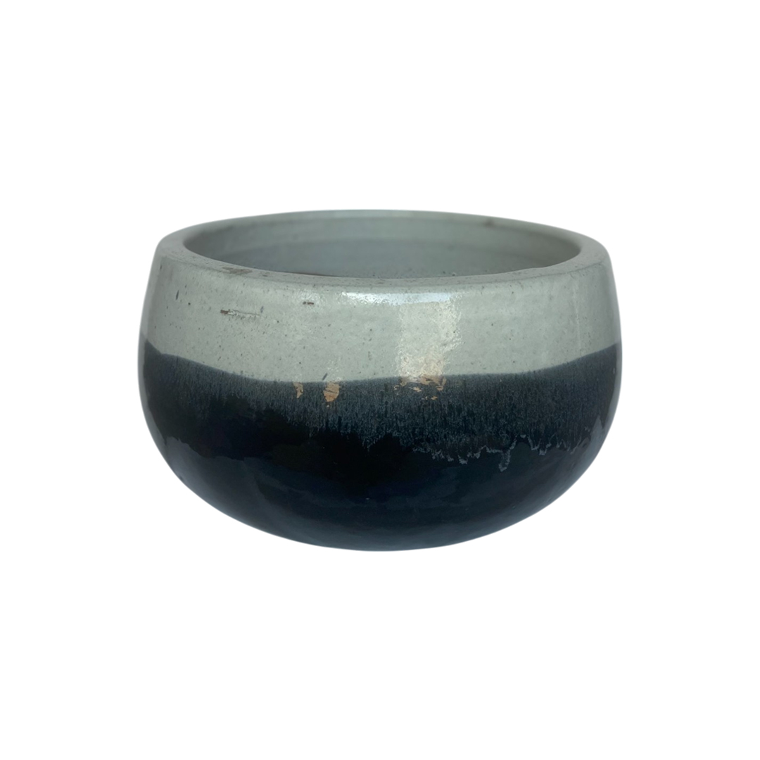 POT EN CÉRAMIQUE BICOLORE GRIS & NOIR H24 D42