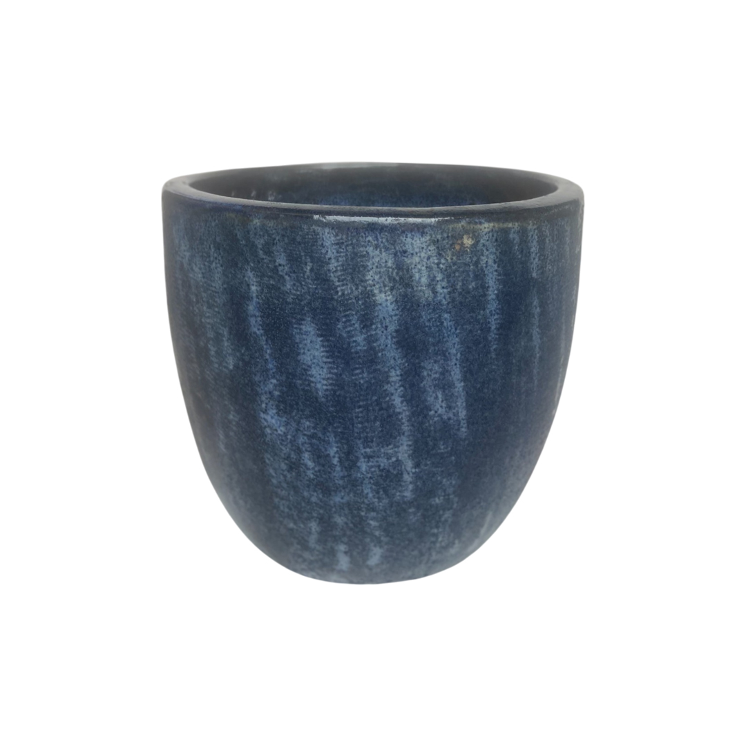 POT EN CÉRAMIQUE BLEU FONCÉ TEXTURÉ H38 D46