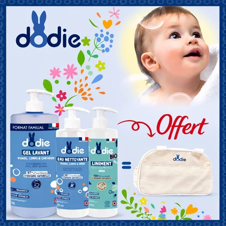 Pack Gel lavant 1L Eau nettoyante 500ml Liniment 400ml & Sac à langer Offerte