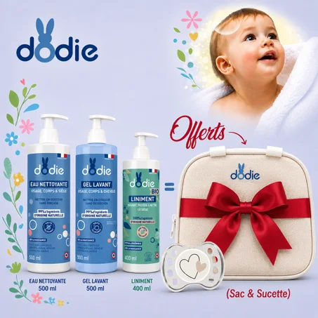 Pack Gel lavant 500 ML Eau nettoyante 500ml Liniment 400ml & Sac à langer Offerte