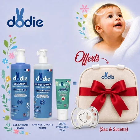 Pack Gel lavant 500 ML Eau nettoyante 500ml Créme Hydratante & Sac à langer Offerte