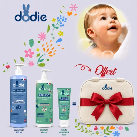 Pack Gel lavant 500ML Liniment 400ml Crème hydratante  & Sac à langer Offert
