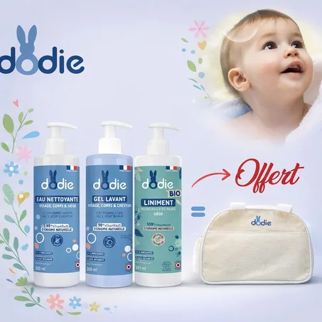 Pack Gel lavant 500 ML Eau nettoyante 500ml Liniment 400ml & Sac à langer Offerte