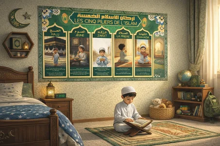 ملصق تعريفي بأركان الإسلام الخمس