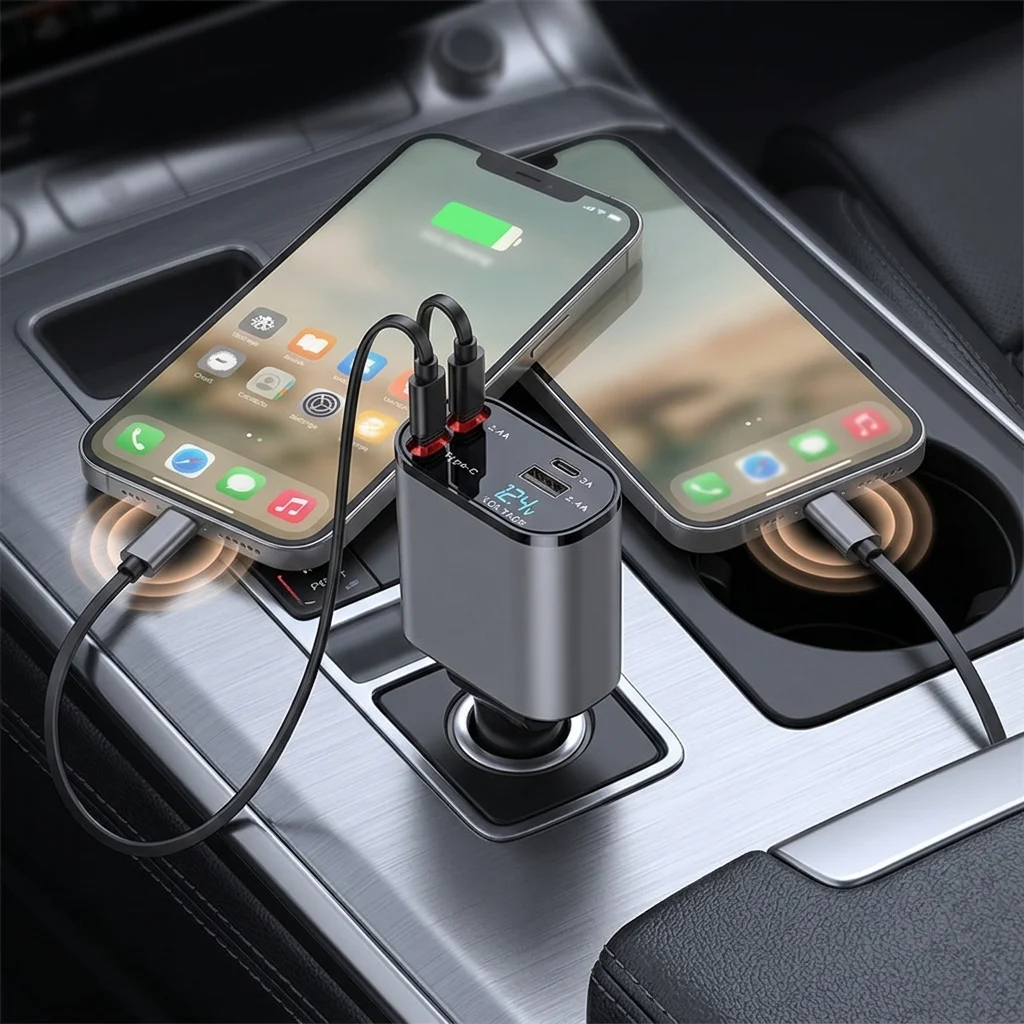 4-in-1 Retractable Car Charger