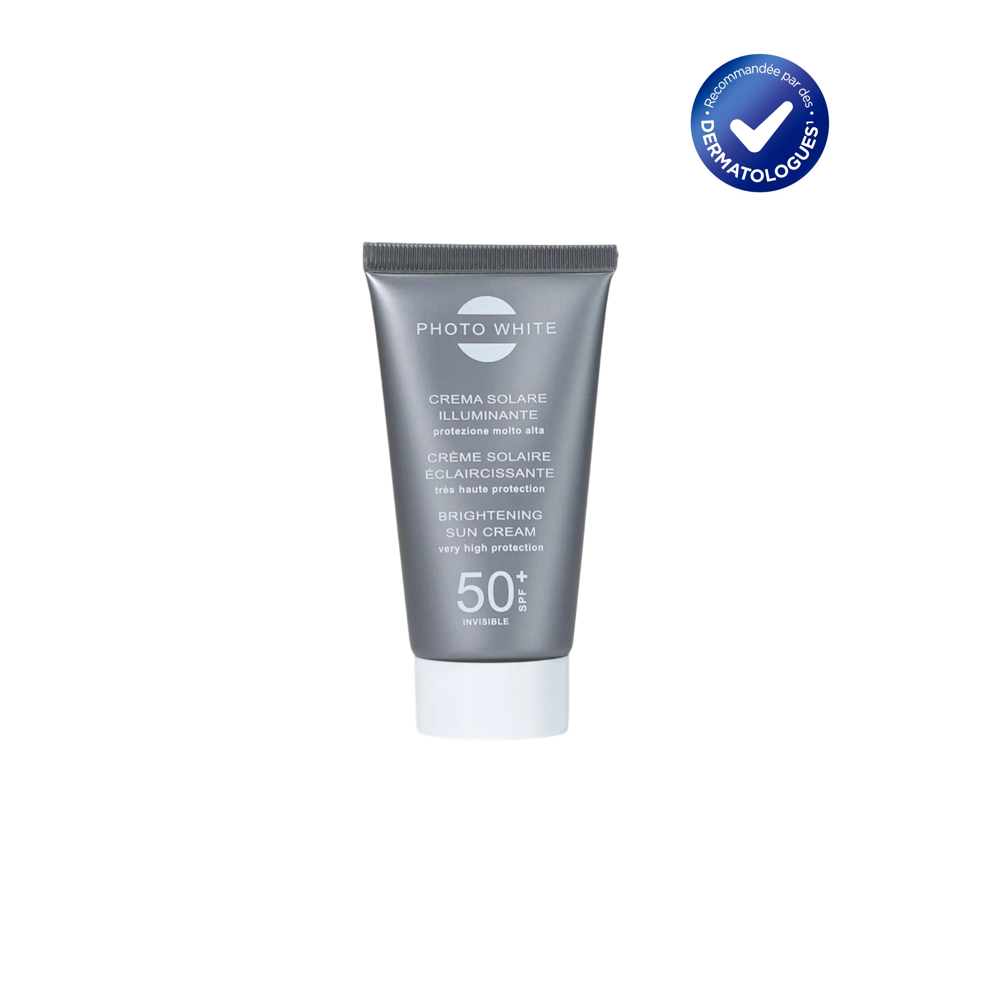 PHOTO- White Crème Solaire Éclaircissante  teintée ou invisible Spf50+