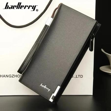 Baellerry Wallet Leather محفظة فاخرة للرجال، محفظة رجالية أنيقة طويلة بسحّاب
