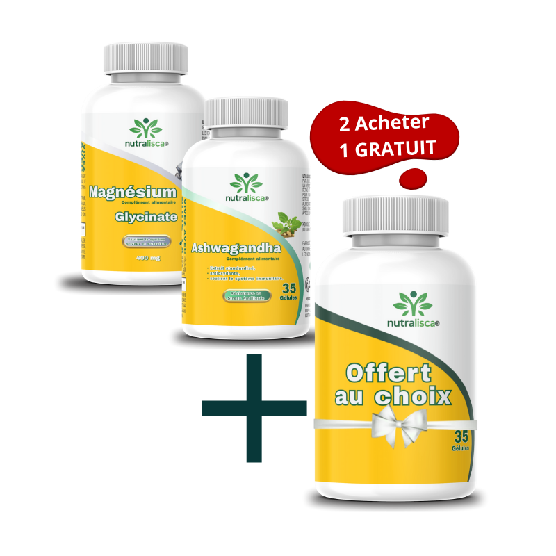 PACK 2 = 1 Magnesium + 1 Ashwagandha + 1 Compléments offert au choix
