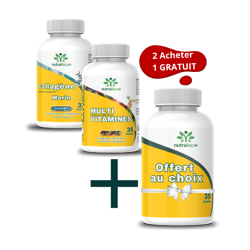 PACK 3 = 1 Collagène marin + 1 Multivitamines + 1 Compléments offert au choix