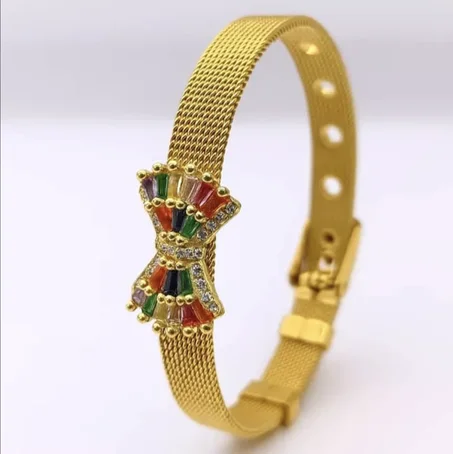 Bracelet papillon en acier inoxydablee