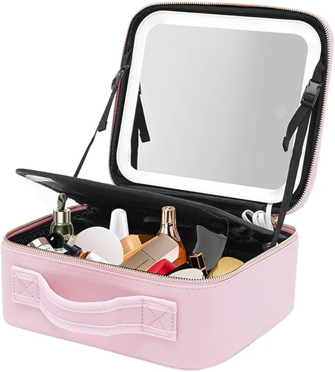 حقيبة مكياج مع مرآة LED