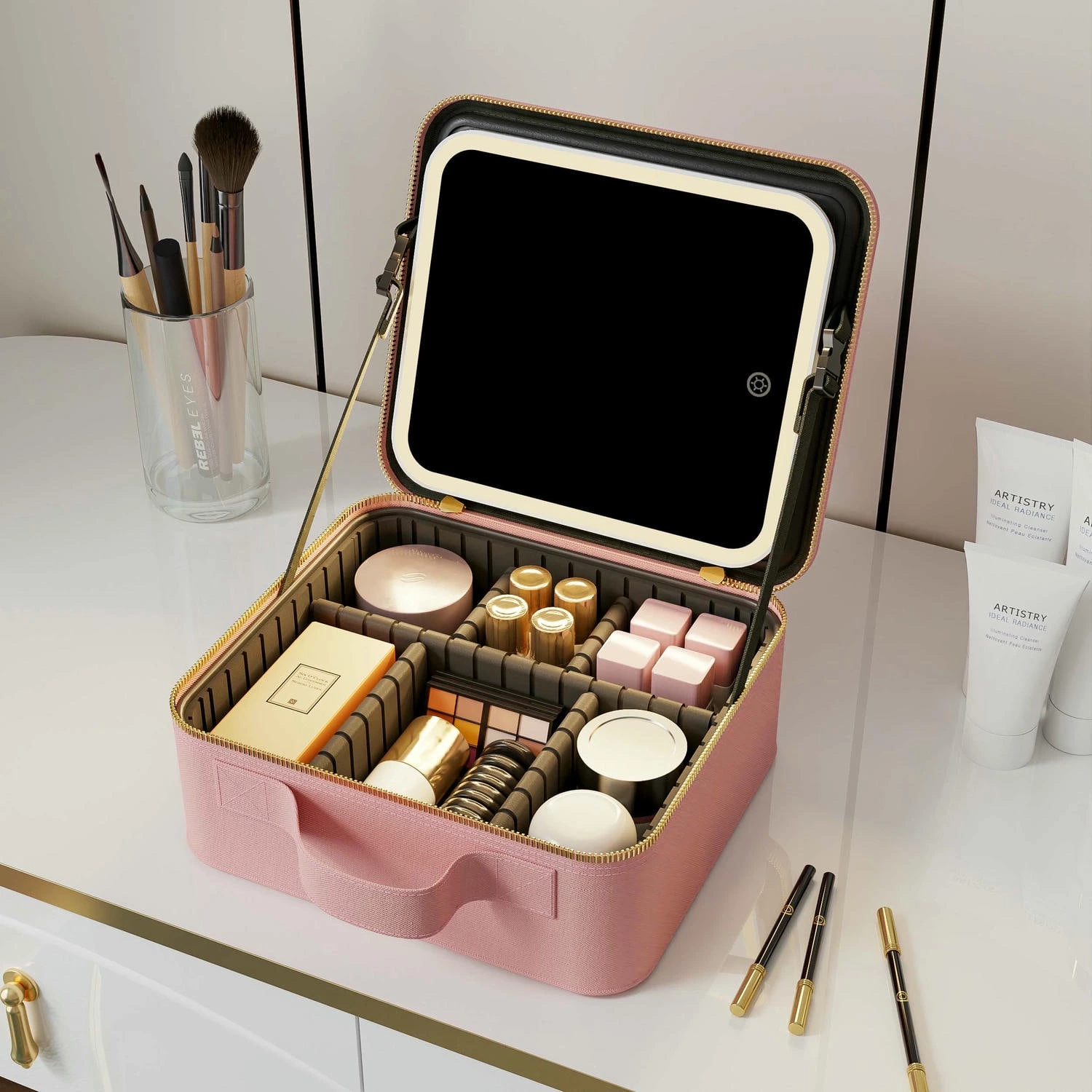 حقيبتك الاحترافية بمرآة LED — غير بـ229 د.م 💄