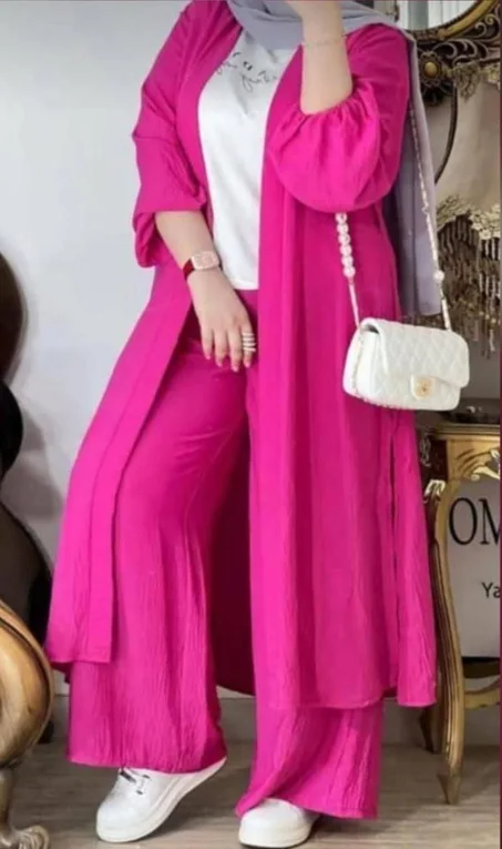 💥💥الجديد  💥💥  أنسومبل قطعتين جد راقي تجي أنييق فاللبسة 😍😍ثوب كريب مكرش الغني