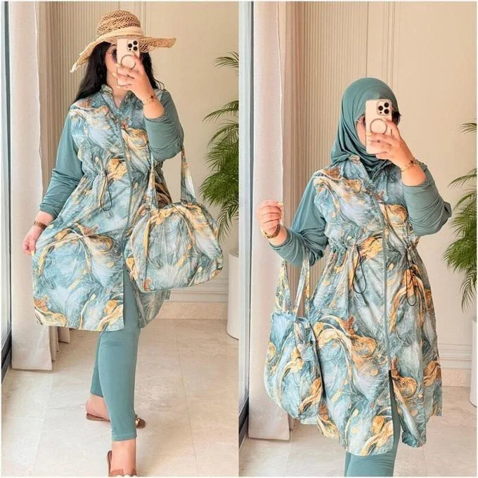 🐬بوم بومم الجديد والحصري 🐬 بوركيني مستور للنساء لطلبو مايو يكون طويل ومستور وانيق 😜  الأناقة 😉والحشمة والجودة 👌والتميز كولشي كاين عند بوتيك bouaiti fachion 🤪  بركينى الشهير توب الممتاز imperm