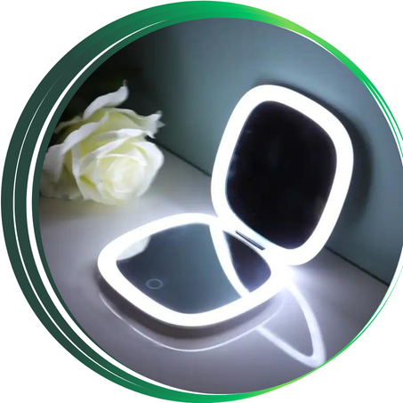 مرآة لمس محمولة  لمستحضرات التجميل  باليد بمصابيح LED