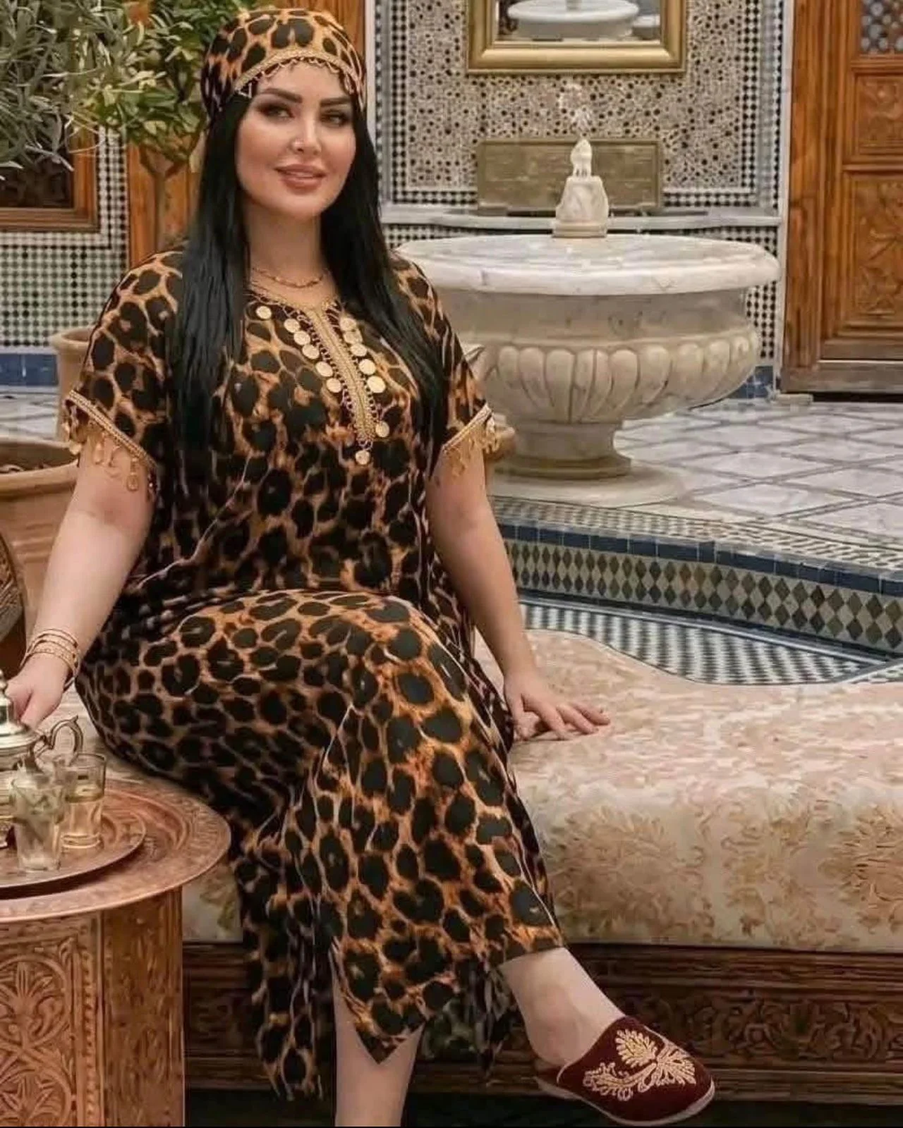 🐆 كندورة المنمر (مع الفولار)بثوب الكريب الراقي ✨