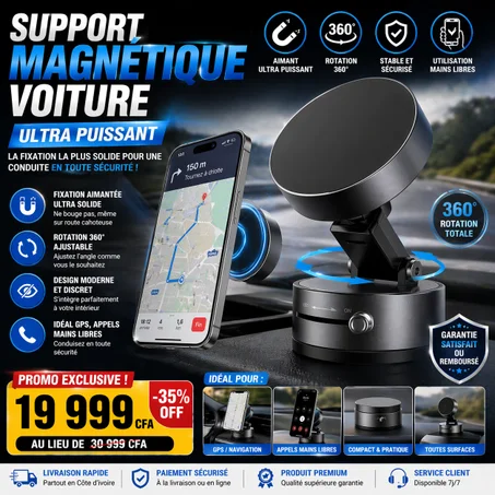 🇲🇱 🚗 MagnoMount | Support magnétique pour téléphone ultra puissant! ✔️