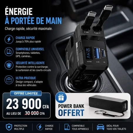 🇬🇦 Chargeur de voiture super rapide multiports