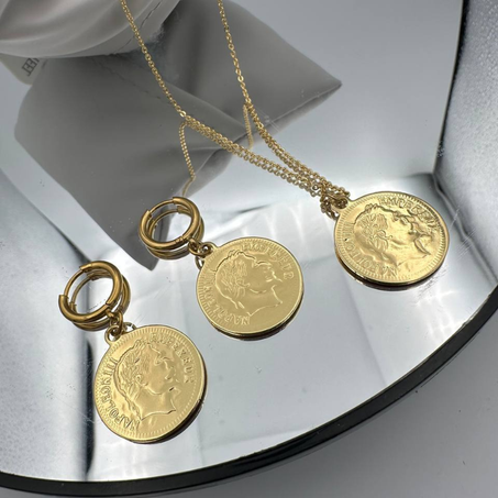 Parure médaille Louise (collier + boucle)