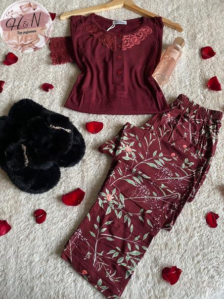 pyjama cotton avec dentelle