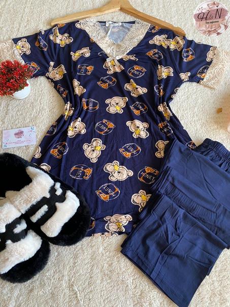 pyjama bear cotton demi manche