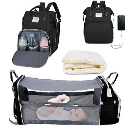 Convertible diaper bag with sunshade bassinet🔥