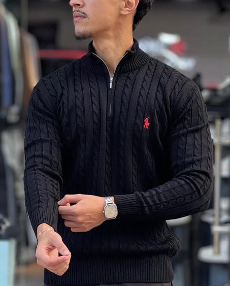 Pull demi-zippé en coton torsadé _ Polo Ralph Lauren