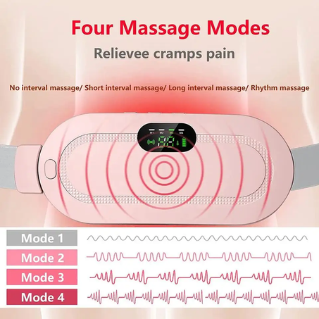 Digital Period Heating Pad & Vibrating Belt | 3 Heat Levels, 4 Massage Modes – Fast Relief for Menstrual Cramps