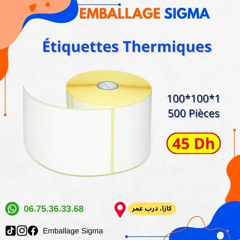 Etiquettes Thermiques - 100*100*1 - 500 pièces