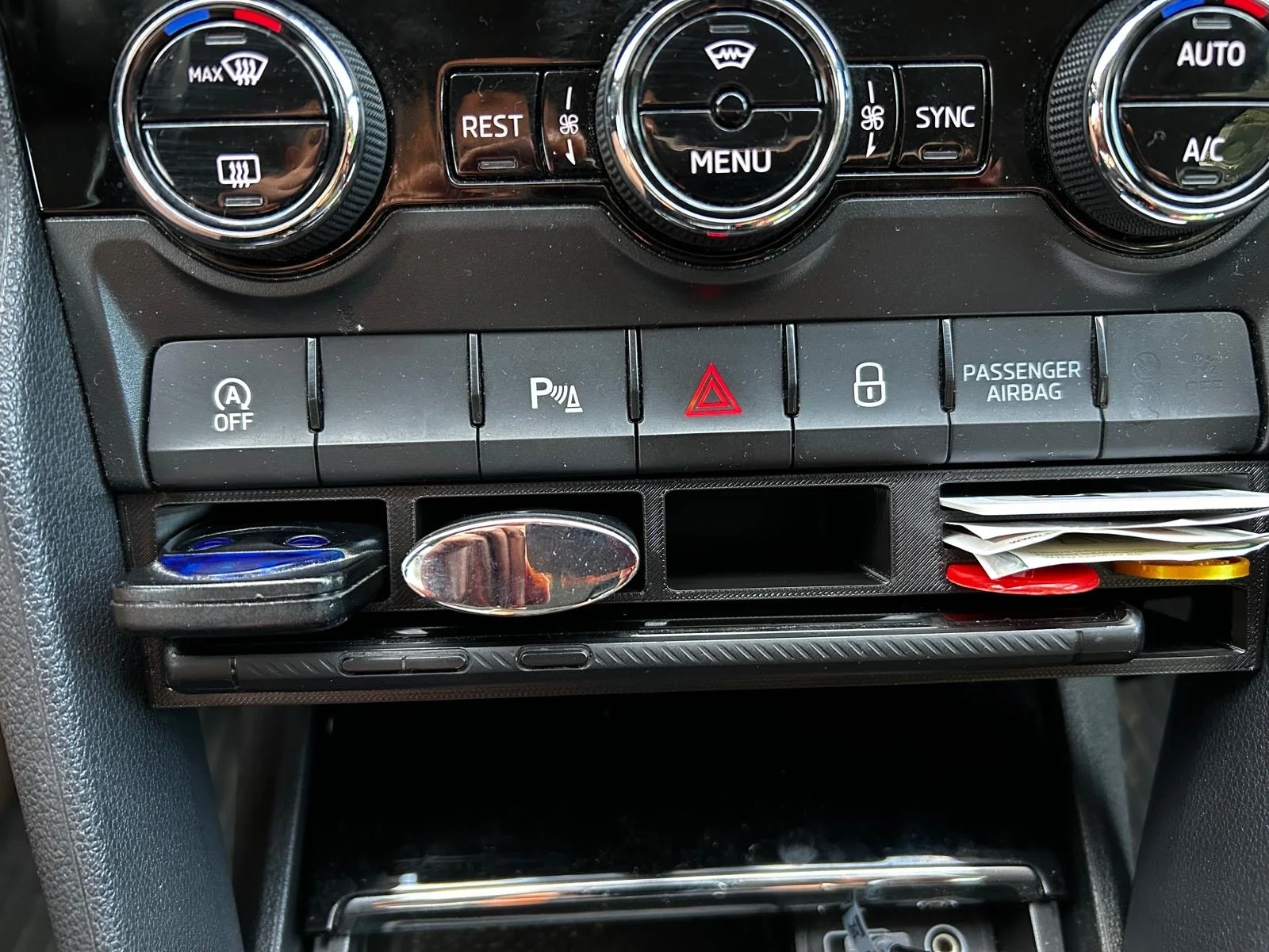Under-AC Panel Console Storage Organizer - Skoda Kodiaq / Karoq