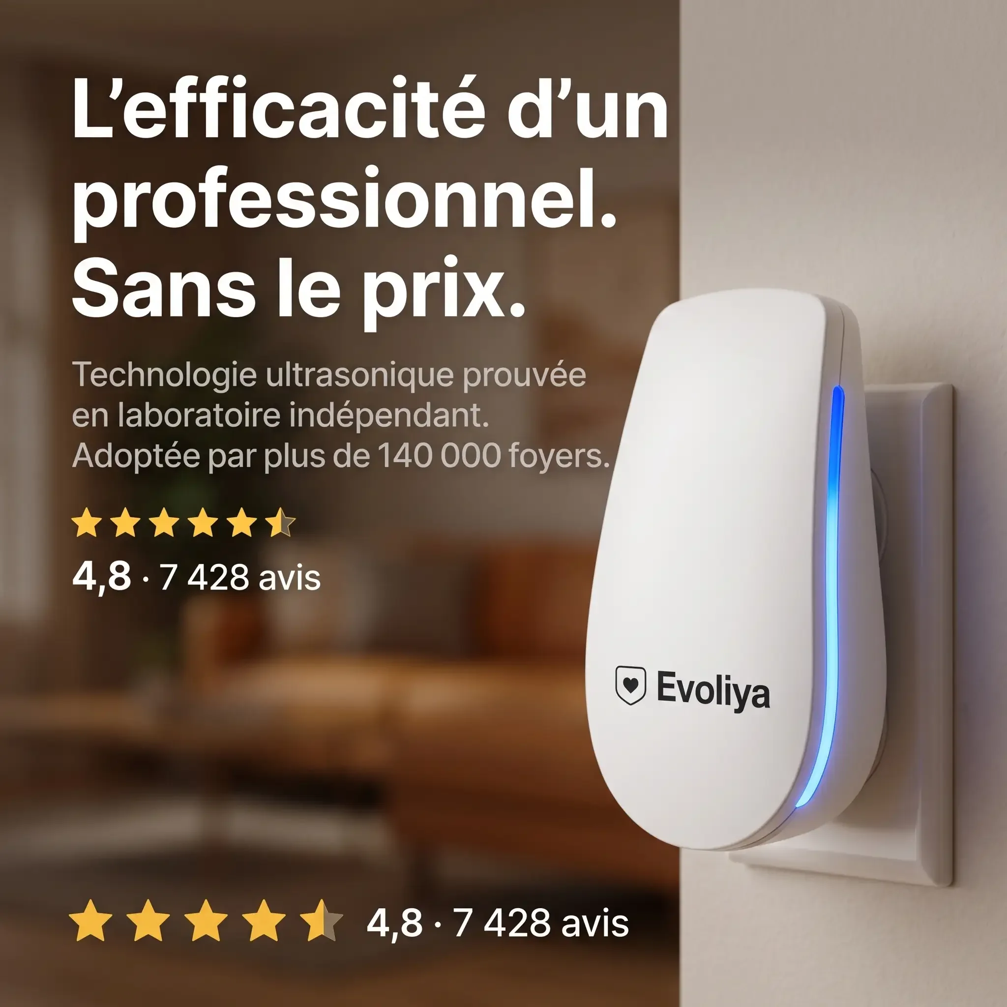 EvoliyaPro™ Répulsif Ultrasonique : Chassez plus de 14 nuisibles définitivement