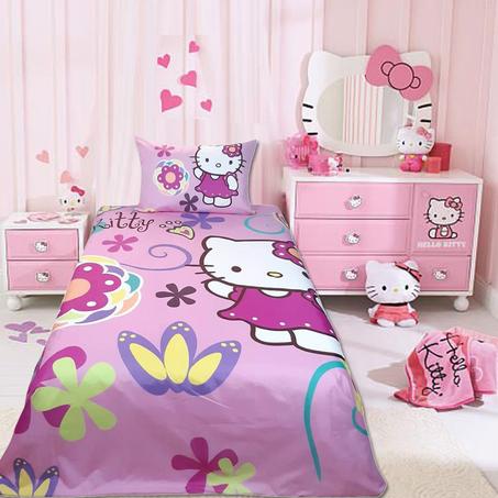 Parure de draps 1 Place 1/2- Grands Motifs -3 Pièces Hello-kitty