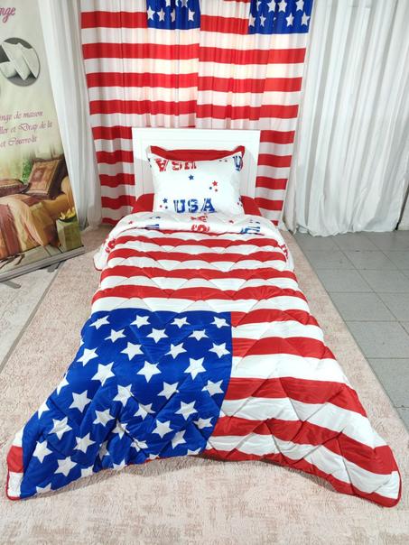 Couette Imprimée USA 1 Place 1/2 -3Pièces