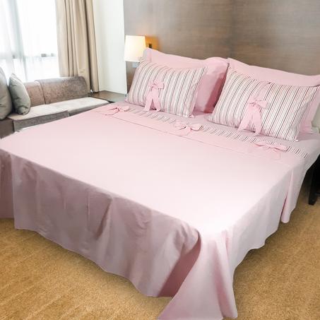 Parure de Draps Rayures Roses 2 Places,6 Pieces, -  طقم اغطية  لشخصين 6 قطع