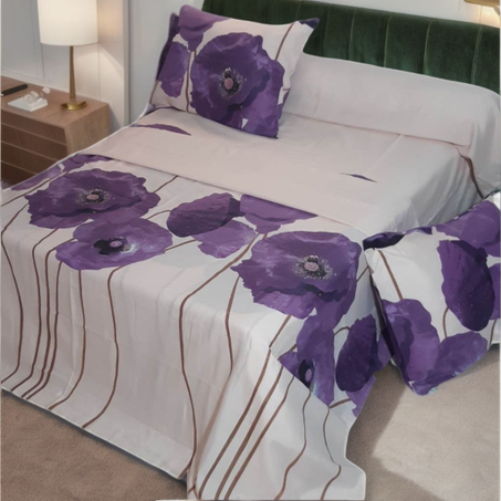 Parure de draps Imprimés Polycoton 160*200 -2 Places -5 Pieces - طقم اغطية 5 قطع  بولي/قطن مطبوع لشخصين (160* 200)