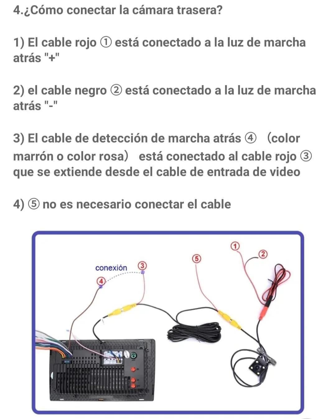 Conexión cámara trasera