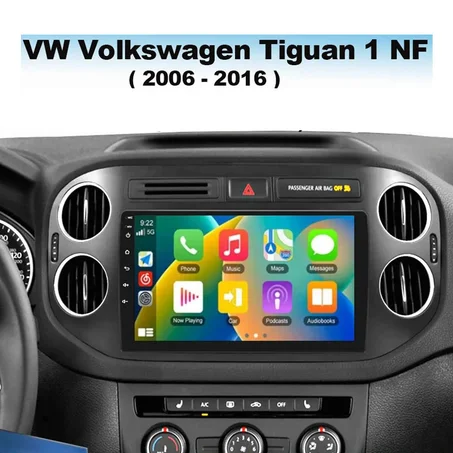 Radio Pantalla Carplay para Volkswagen Tiguan 2006-2016 Oscuro