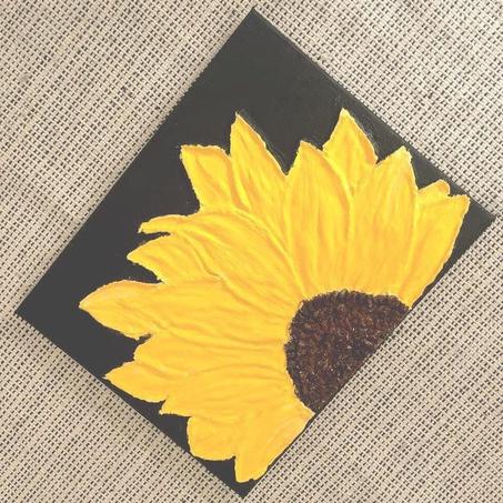 Cuadro flor de girasol 3D pintado a mano