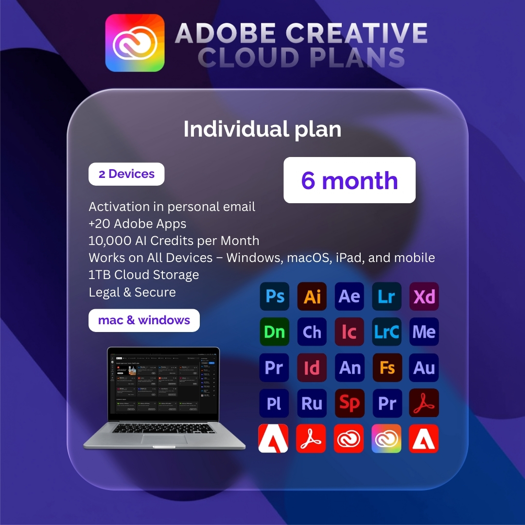 6‑Month Individual Plan Adobe Activation in personal email