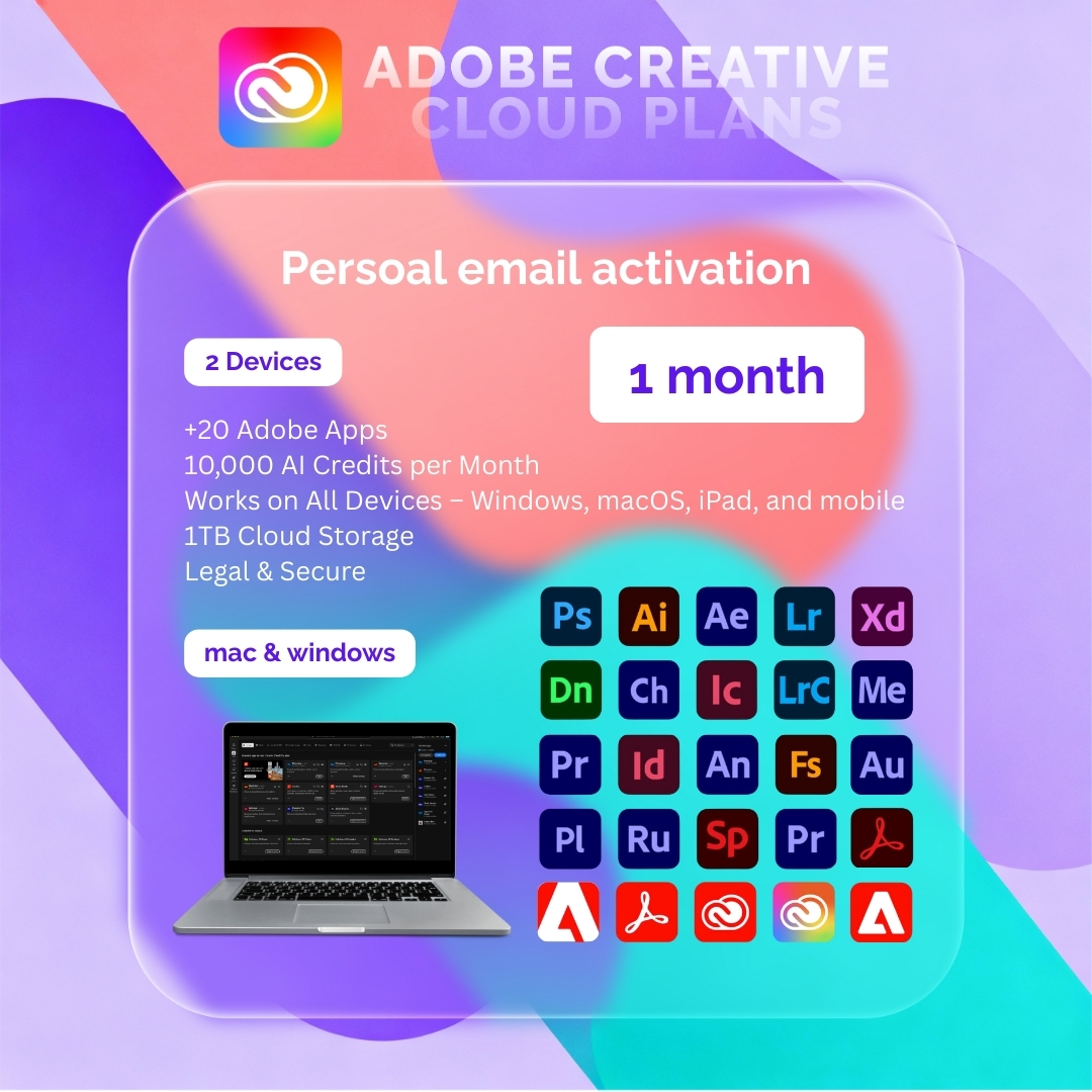 1‑Month Adobe Creative Cloud – All Apps