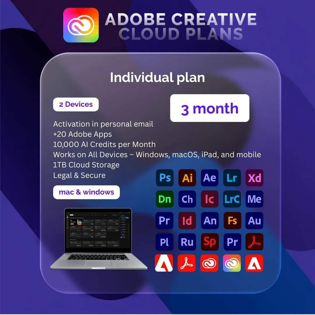 3‑Month Individual Plan Adobe Activation in personal email